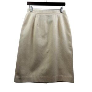 Vintage PANTHERA Cream Ivory Old Money‎ Luxury Cottage Timeless Wool Skirt Sz 8